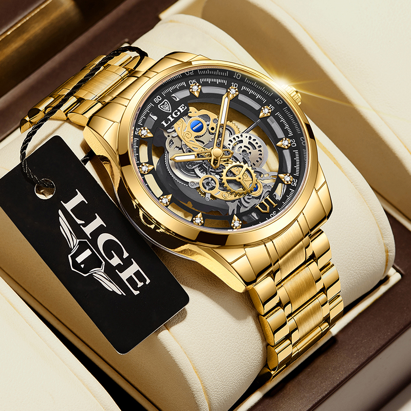 Luxury Watch Name - 2026 LIGE Men Watch Skeleton Automatic