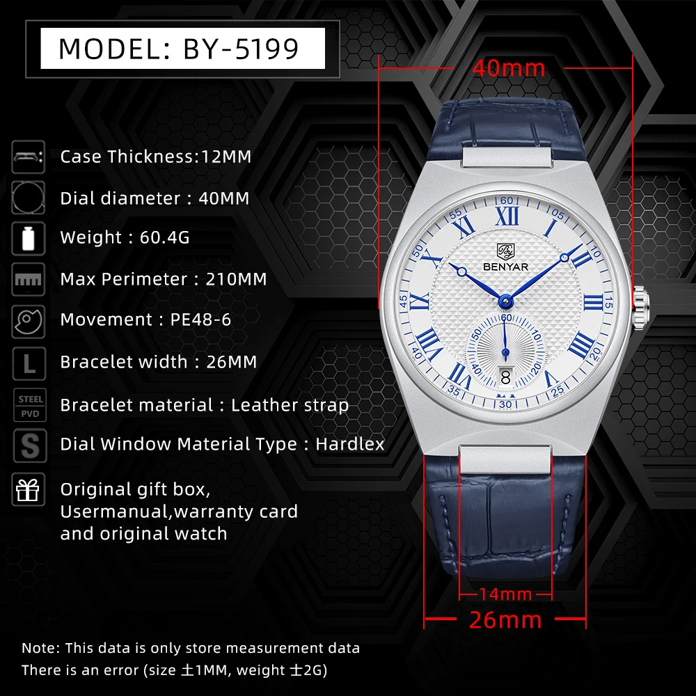 BENYAR Business Men Roman nume - Luxury Watch Store avis et prix