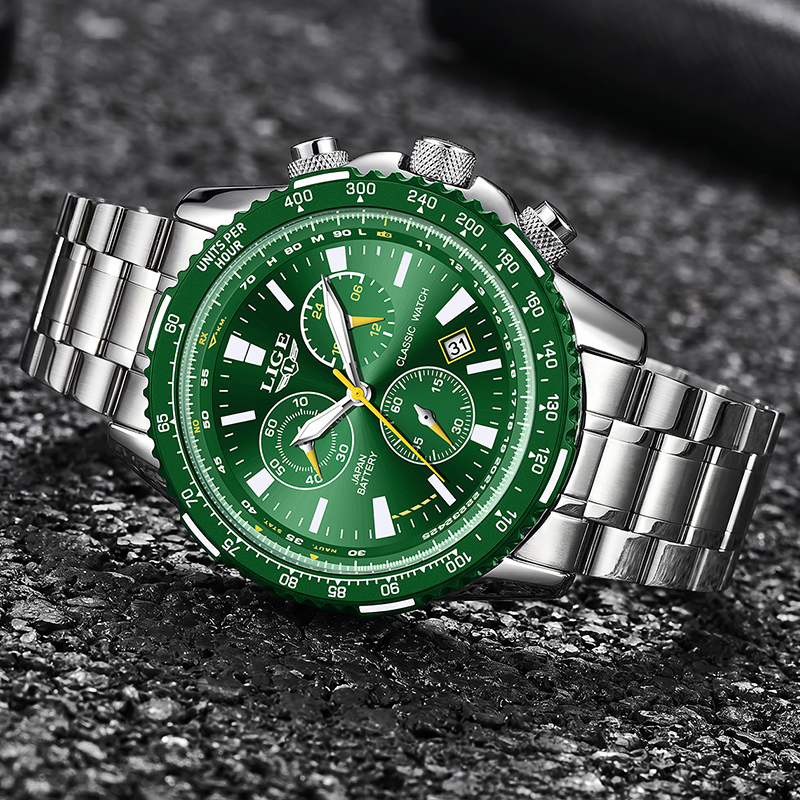LIGE New Green Big Dial Watch  - Luxury Watch Name avis et prix