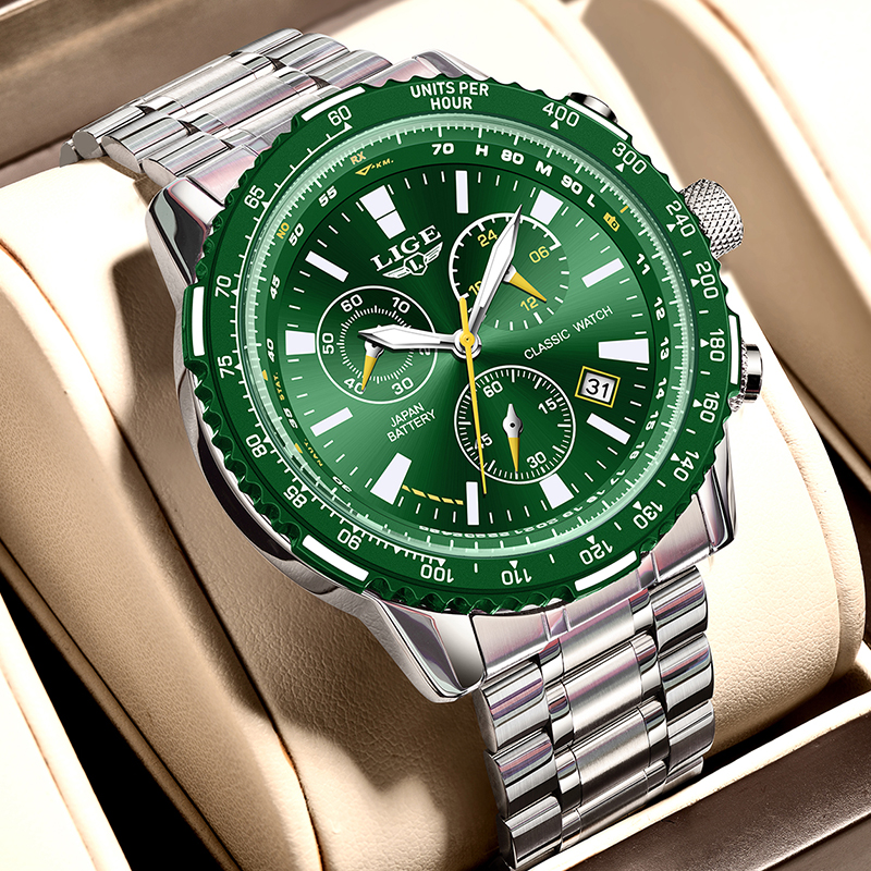 LIGE New Green Big Dial Watch  - Luxury Watch Name avis et prix