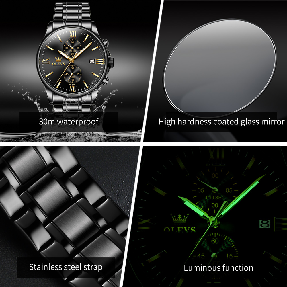 OLEVS 2886 Classic Black Quart - Luxury Watch Name avis et prix