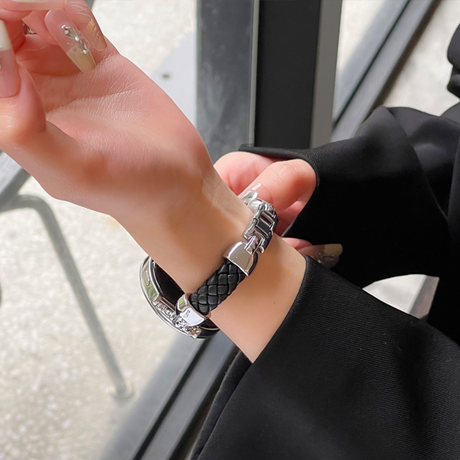 Metal Leather Woven Strap For  - Luxury Watch Galaxy avis et prix